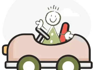 Auto met het poppetje uit het logo van kinderopvang en BSO Boeffies en (B)engeltjes in Etten-Leur en Ulvenhout
