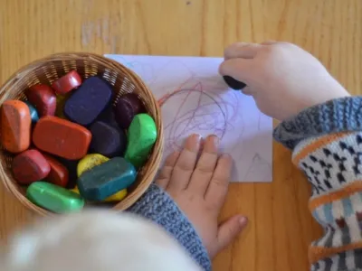 Krijttekening bij Vrijeschool Zeeland