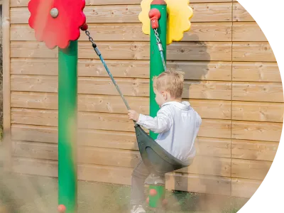 a boy on a swing