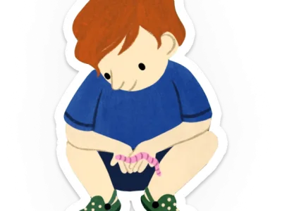 Illustratie kind met worm Swaan