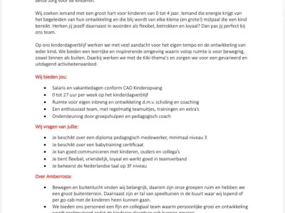 Gezocht: pedagogisch professional! 
Kom jij ons team flexibel versterken? Zie hieronder de vacature: