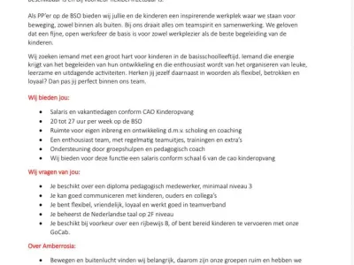 Gezocht: BSO topper 💪🏼. Kom jij ons team versterken? Zie vacature ⬇️